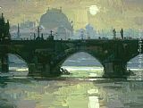 Prague Paintings - Prague Sunrise by Scott Burdick